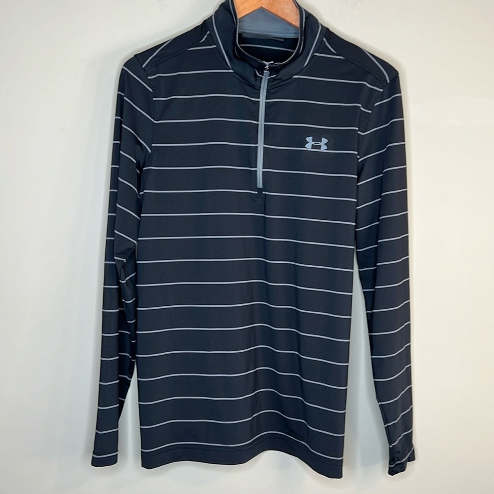 Under Armour quarter 1/4 zip black with gray stripes Men’s Sm. Or Women’…